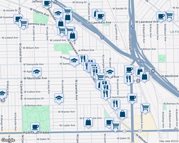 map of restaurants, bars, coffee shops, grocery stores, and more near in Chicago
