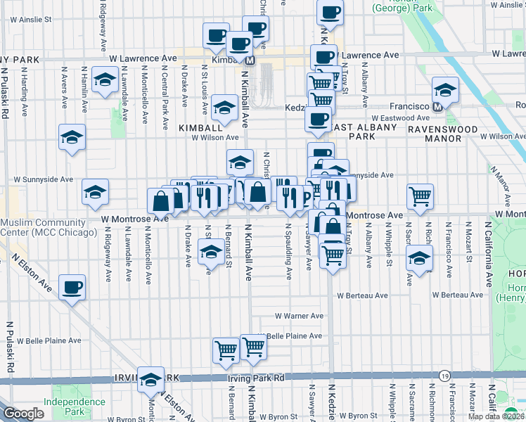map of restaurants, bars, coffee shops, grocery stores, and more near in Chicago