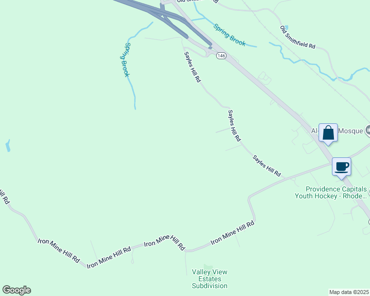 map of restaurants, bars, coffee shops, grocery stores, and more near 16 Saint Jude in North Smithfield