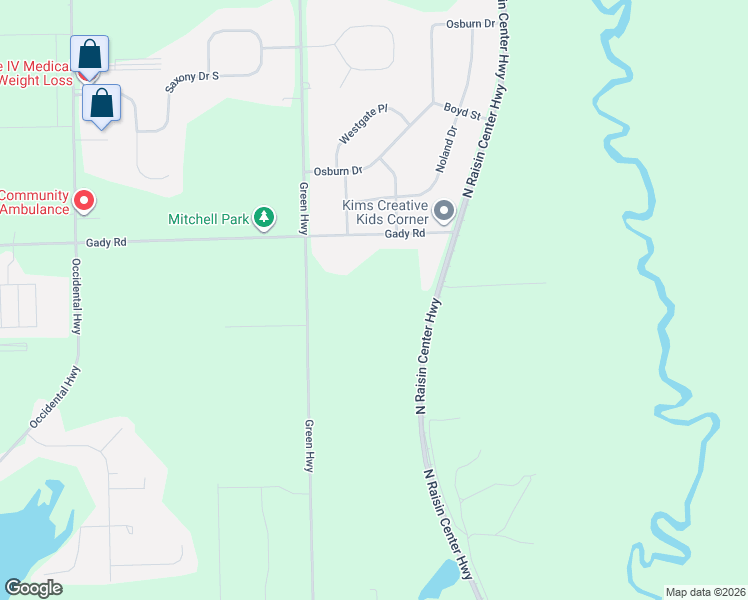 map of restaurants, bars, coffee shops, grocery stores, and more near 4843 Green Highway in Tecumseh