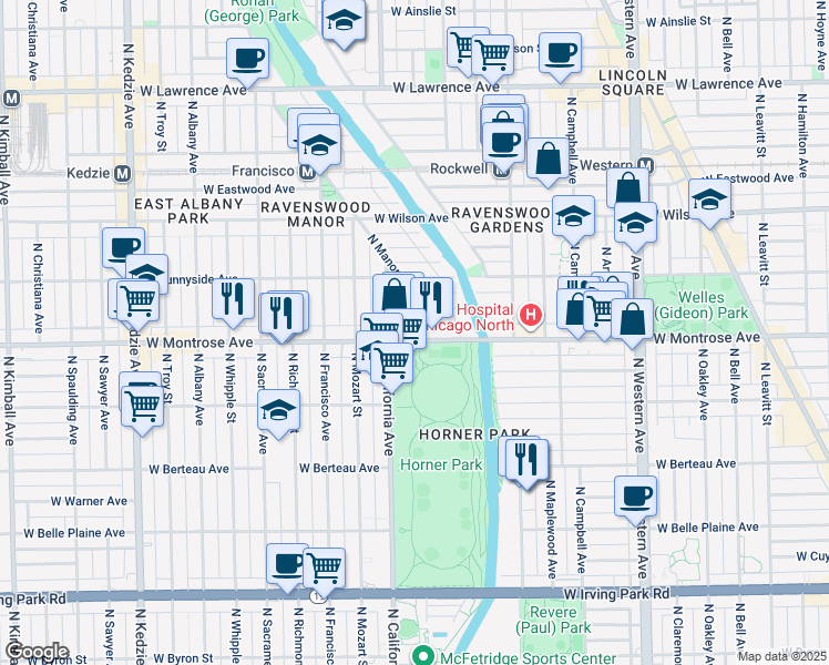 map of restaurants, bars, coffee shops, grocery stores, and more near in Chicago