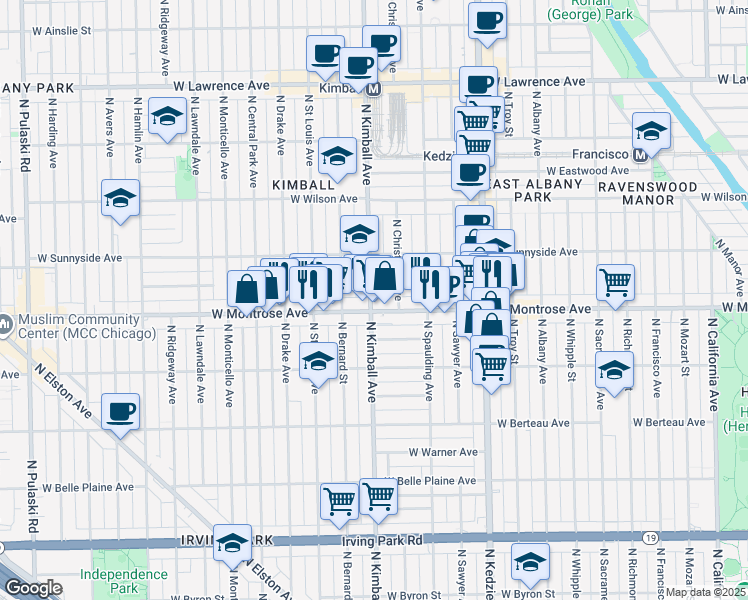 map of restaurants, bars, coffee shops, grocery stores, and more near in Chicago