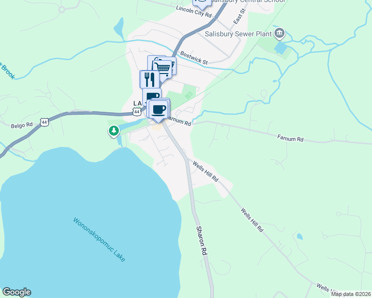map of restaurants, bars, coffee shops, grocery stores, and more near 57 Sharon Road in Salisbury