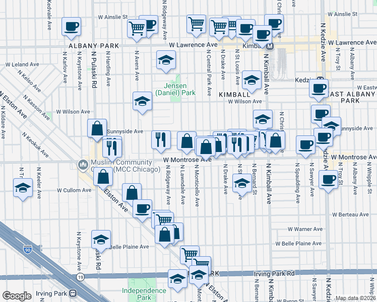 map of restaurants, bars, coffee shops, grocery stores, and more near in Chicago