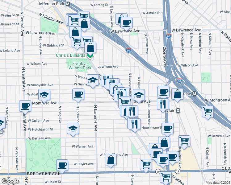 map of restaurants, bars, coffee shops, grocery stores, and more near in Chicago