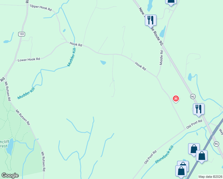 map of restaurants, bars, coffee shops, grocery stores, and more near 28 Hook Road in Rhinebeck