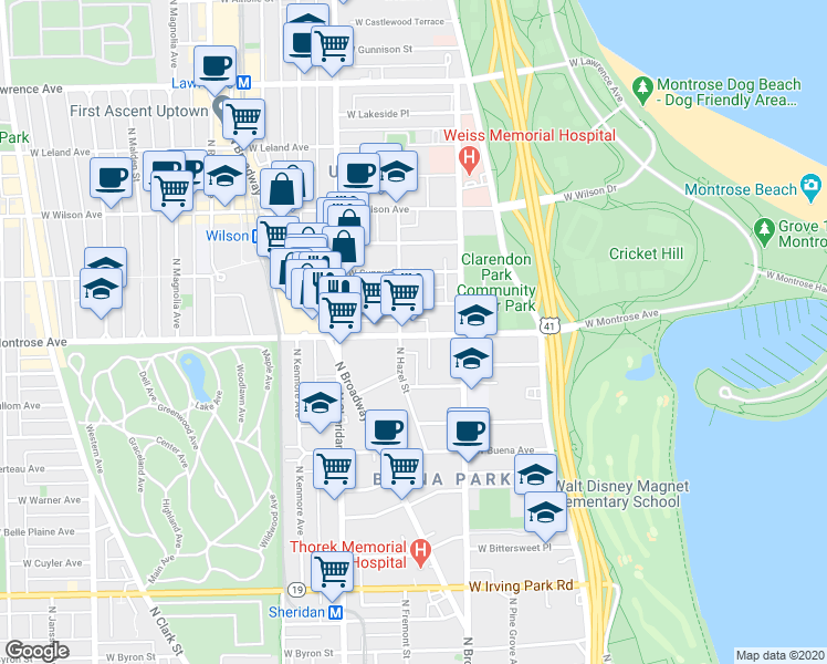 map of restaurants, bars, coffee shops, grocery stores, and more near in Chicago