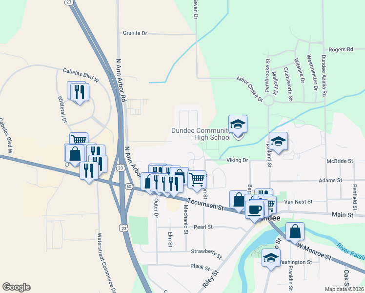 map of restaurants, bars, coffee shops, grocery stores, and more near 625 Rawson Street in Dundee