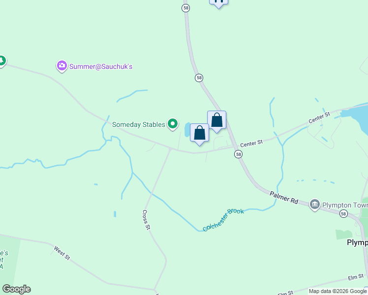 map of restaurants, bars, coffee shops, grocery stores, and more near 110 Center Street in Plympton