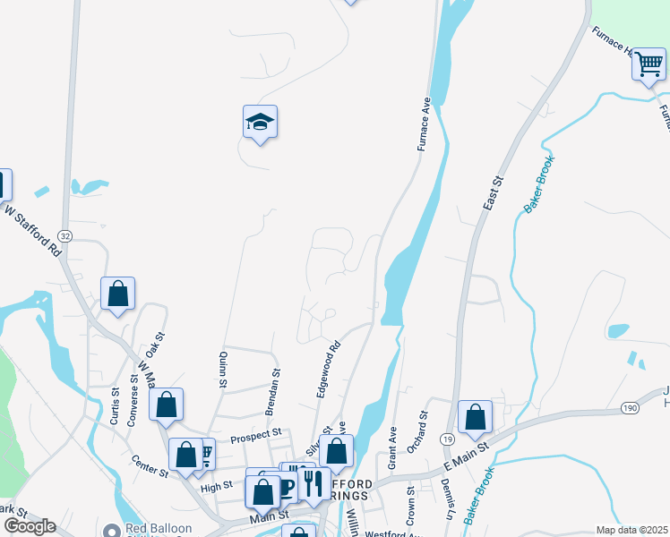map of restaurants, bars, coffee shops, grocery stores, and more near 92 Furnace Avenue in Stafford