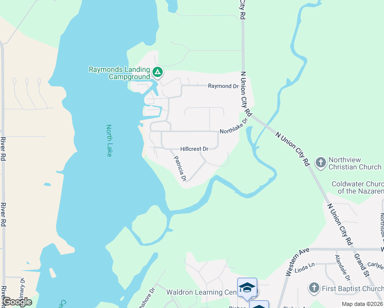 map of restaurants, bars, coffee shops, grocery stores, and more near 279 Hillcrest Drive in Coldwater
