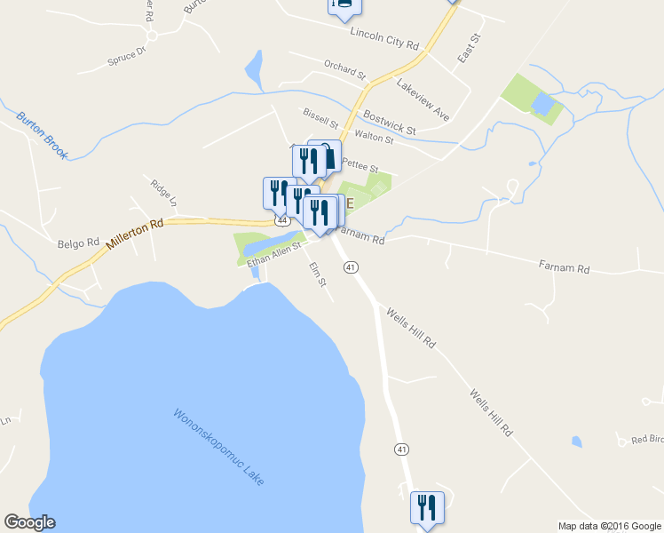map of restaurants, bars, coffee shops, grocery stores, and more near 33 Sharon Road in Salisbury