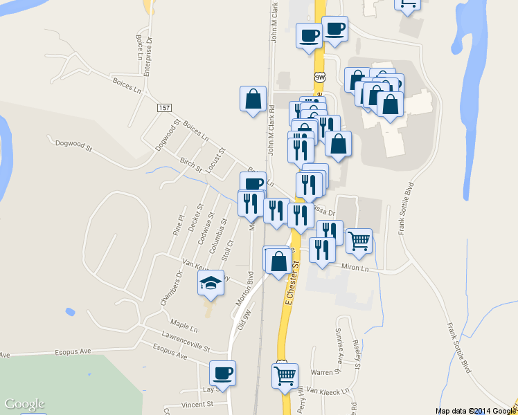 map of restaurants, bars, coffee shops, grocery stores, and more near 1094 Morton Boulevard in Kingston