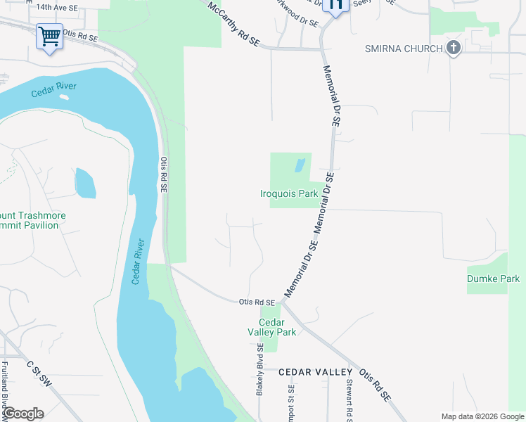 map of restaurants, bars, coffee shops, grocery stores, and more near 2002 High Drive Southeast in Cedar Rapids