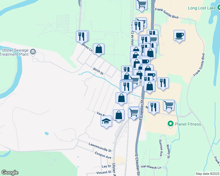 map of restaurants, bars, coffee shops, grocery stores, and more near 1084 Codwise Street in Kingston