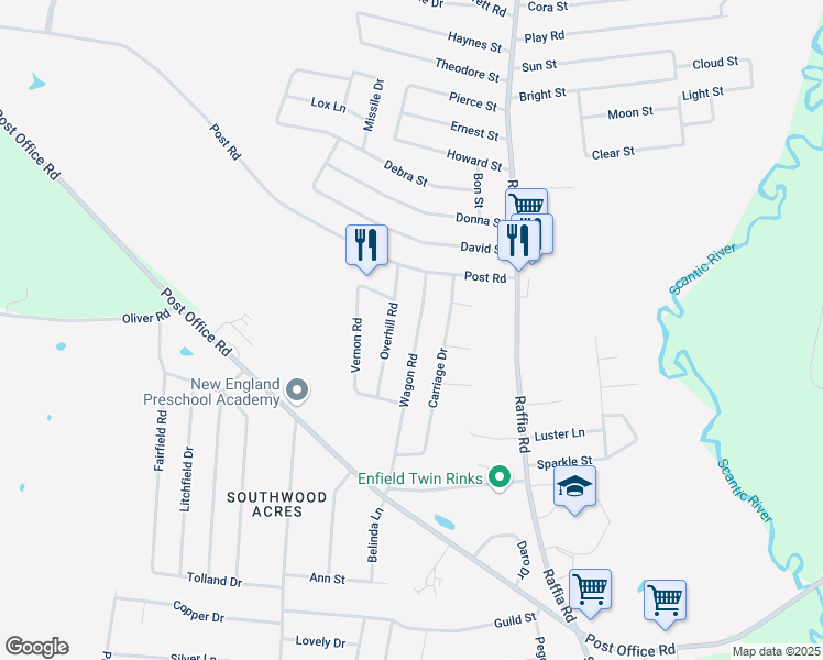 map of restaurants, bars, coffee shops, grocery stores, and more near 10 Wagon Road in Enfield