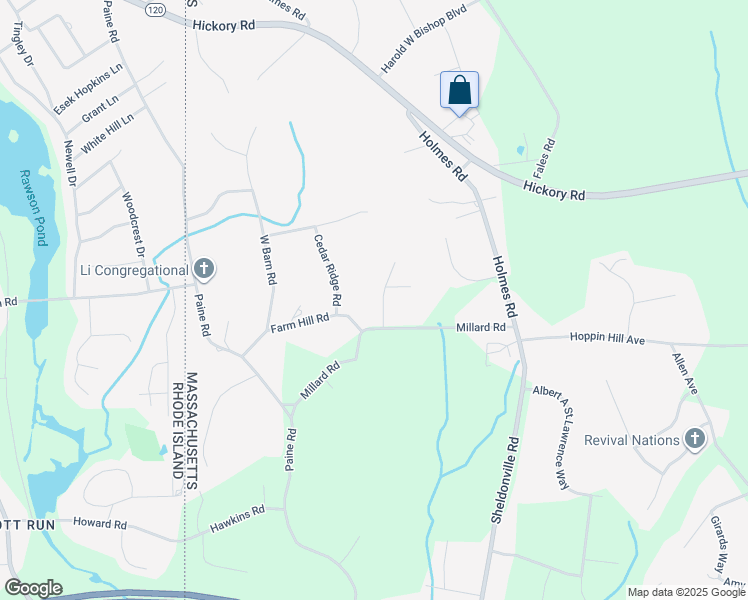 map of restaurants, bars, coffee shops, grocery stores, and more near 5 Garrett Road in North Attleborough