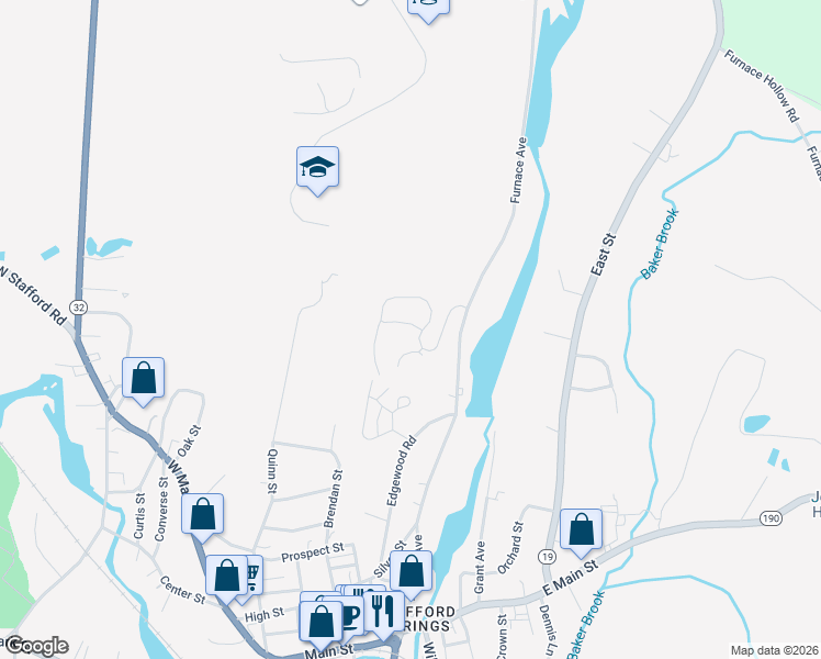 map of restaurants, bars, coffee shops, grocery stores, and more near 92 Furnace Avenue in Stafford
