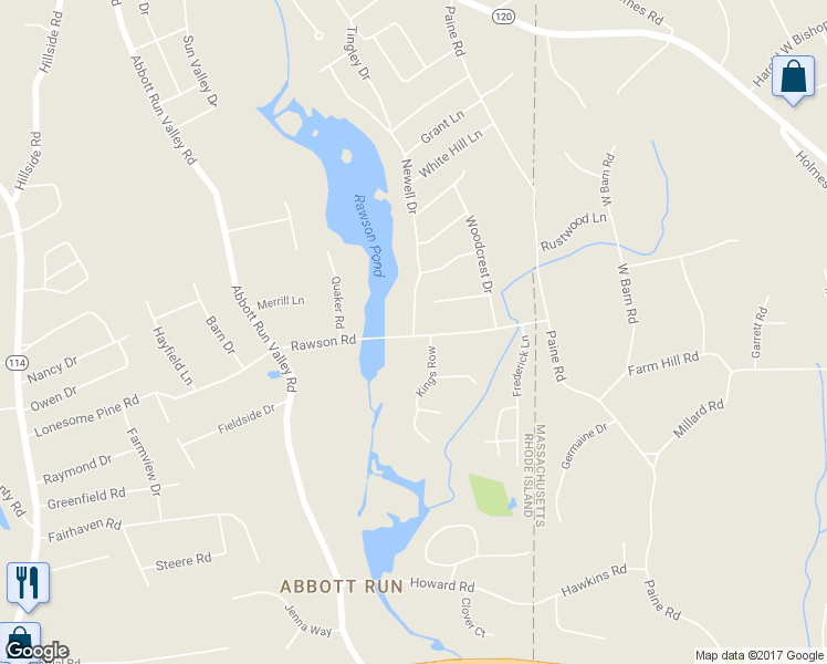 map of restaurants, bars, coffee shops, grocery stores, and more near 24 Rawson Road in Cumberland