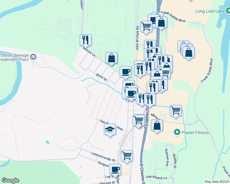 map of restaurants, bars, coffee shops, grocery stores, and more near 1084 Codwise Street in Kingston