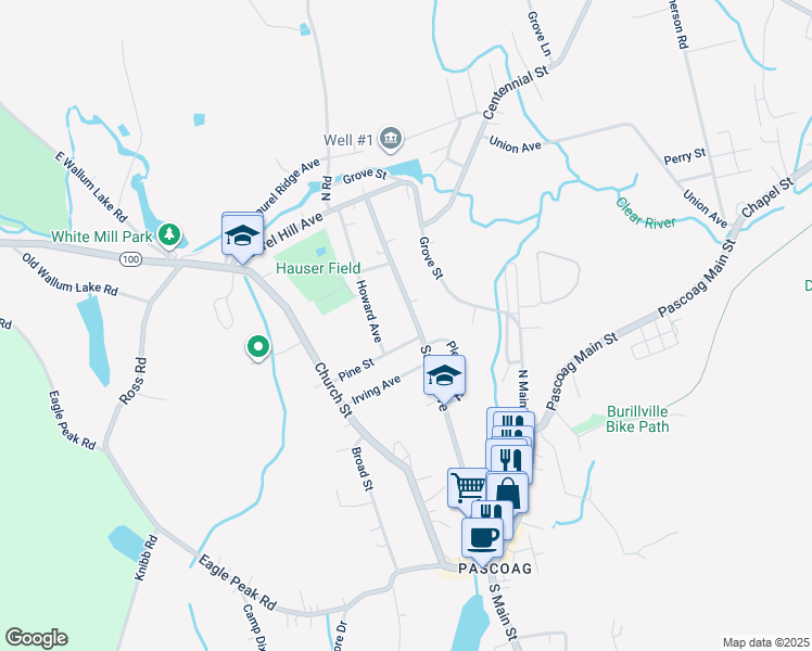 map of restaurants, bars, coffee shops, grocery stores, and more near 30 Pine Street in Burrillville