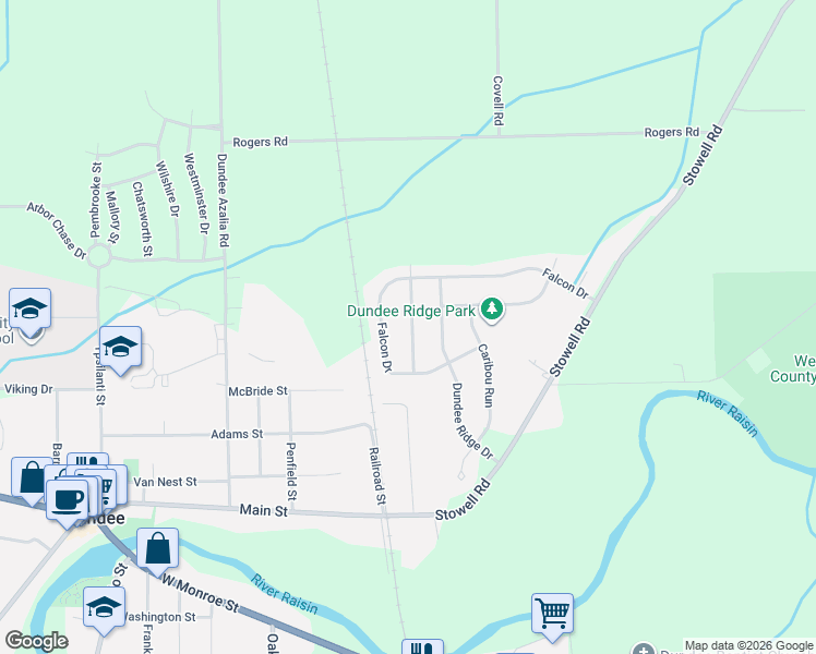 map of restaurants, bars, coffee shops, grocery stores, and more near 361 White Owl Lane in Dundee