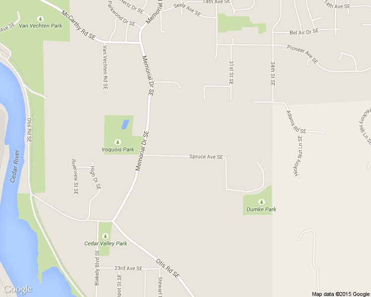map of restaurants, bars, coffee shops, grocery stores, and more near 2734 Spruce Ave SE in Cedar Rapids