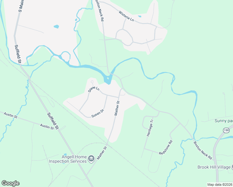 map of restaurants, bars, coffee shops, grocery stores, and more near 15 Diane Lane in Suffield