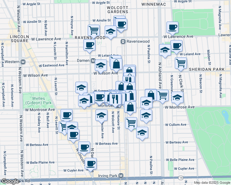 map of restaurants, bars, coffee shops, grocery stores, and more near in Chicago