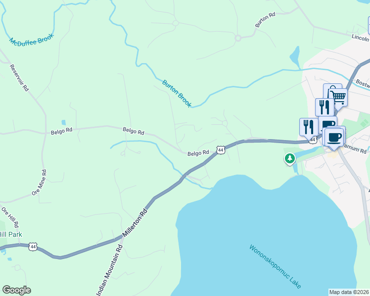 map of restaurants, bars, coffee shops, grocery stores, and more near 13 Covered Bridge Road in Salisbury