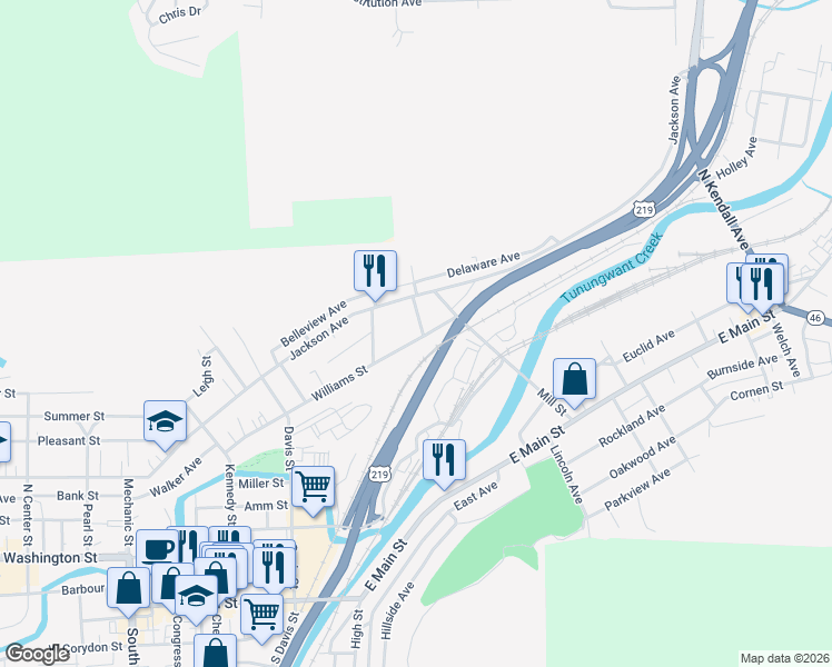map of restaurants, bars, coffee shops, grocery stores, and more near 17-37 Whitehead Avenue in Bradford