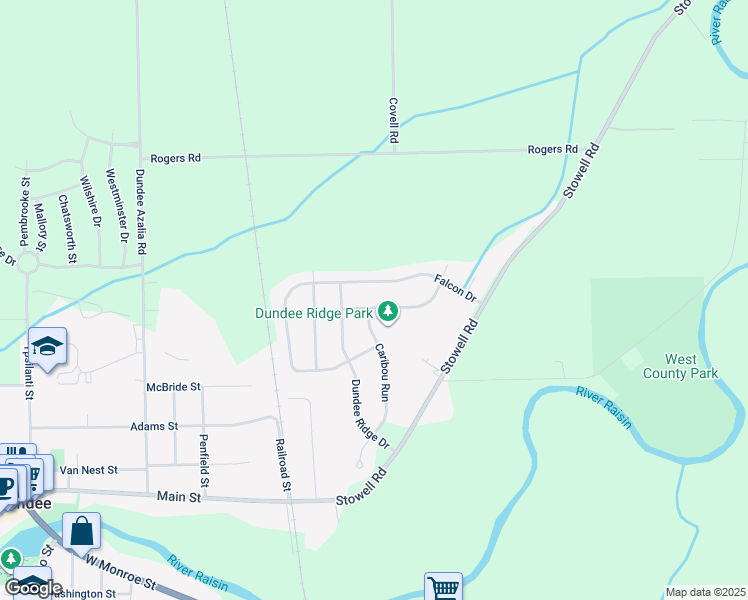 map of restaurants, bars, coffee shops, grocery stores, and more near 728 Falcon Drive in Dundee