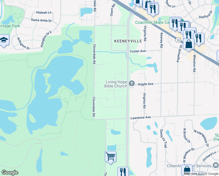 map of restaurants, bars, coffee shops, grocery stores, and more near 305 Mission Court in Bloomingdale