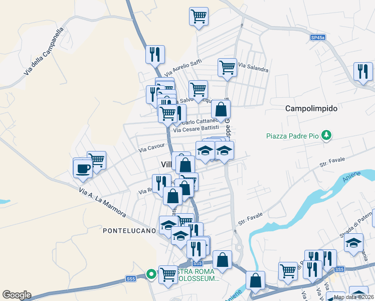 map of restaurants, bars, coffee shops, grocery stores, and more near 19B Via Nazario Sauro in Villanova