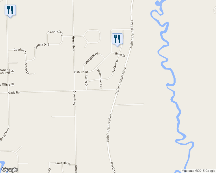 map of restaurants, bars, coffee shops, grocery stores, and more near 3768 Gady Rd in Tecumseh