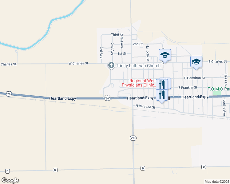 map of restaurants, bars, coffee shops, grocery stores, and more near 15 Masid in Morrill