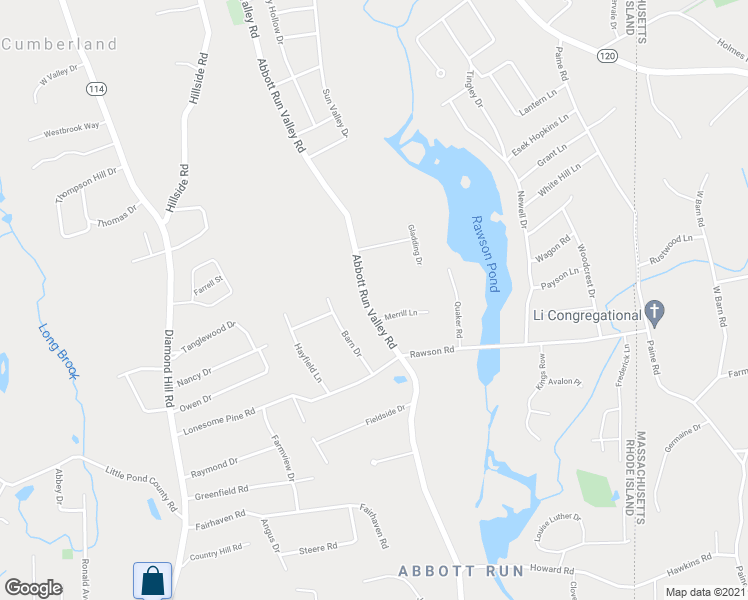 map of restaurants, bars, coffee shops, grocery stores, and more near 137 Abbott Run Valley Rd in Cumberland