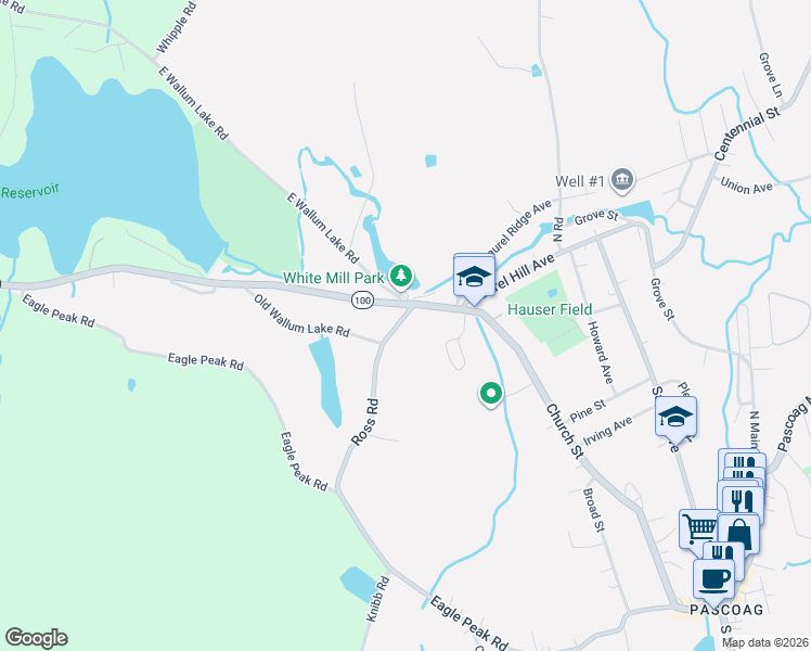 map of restaurants, bars, coffee shops, grocery stores, and more near 26 Old Wallum Lake Road in Burrillville