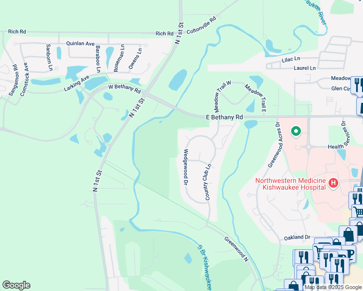 map of restaurants, bars, coffee shops, grocery stores, and more near 2976 Wedgewood Drive in DeKalb