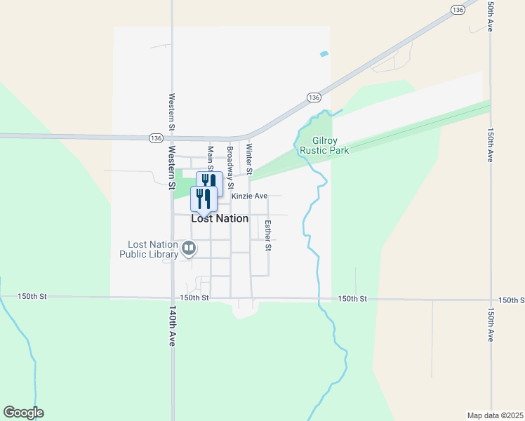 map of restaurants, bars, coffee shops, grocery stores, and more near 600-698 Long Ave in Lost Nation