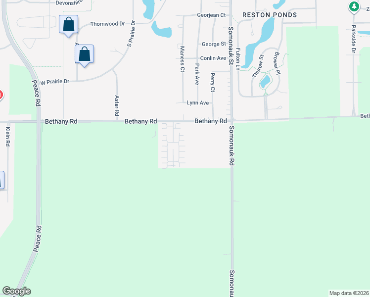 map of restaurants, bars, coffee shops, grocery stores, and more near 2143 Waterbury Lane East in Sycamore