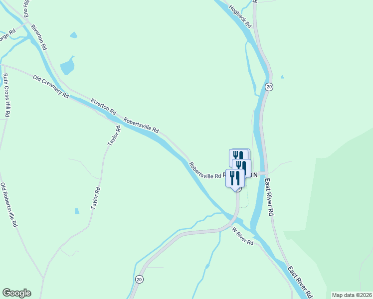 map of restaurants, bars, coffee shops, grocery stores, and more near 32 Robertsville Road in Barkhamsted