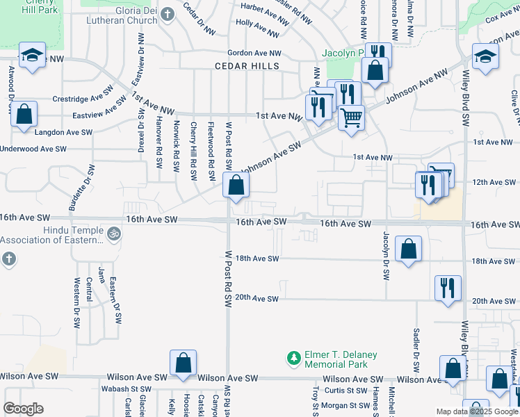 map of restaurants, bars, coffee shops, grocery stores, and more near 5240 16th Avenue Southwest in Cedar Rapids