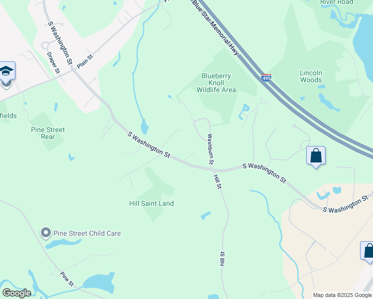 map of restaurants, bars, coffee shops, grocery stores, and more near 130 South Washington Street in Norton