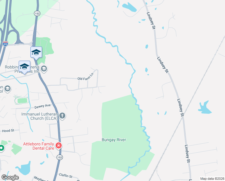 map of restaurants, bars, coffee shops, grocery stores, and more near 99 Wamsutta Road in Attleboro