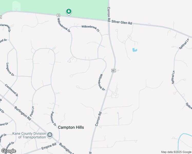map of restaurants, bars, coffee shops, grocery stores, and more near 6N642 Willowbrook Drive in St. Charles