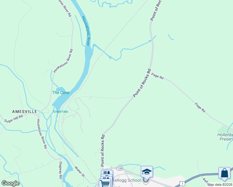 map of restaurants, bars, coffee shops, grocery stores, and more near 107 Point of Rocks Road in Canaan