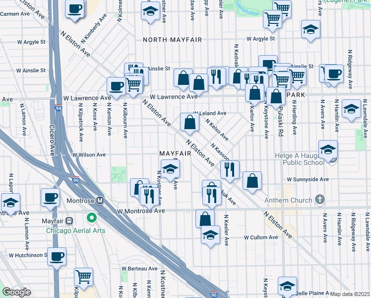 map of restaurants, bars, coffee shops, grocery stores, and more near in Chicago