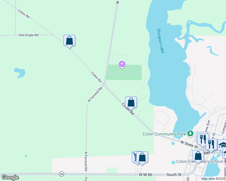 map of restaurants, bars, coffee shops, grocery stores, and more near 31688 Colon Road in Colon