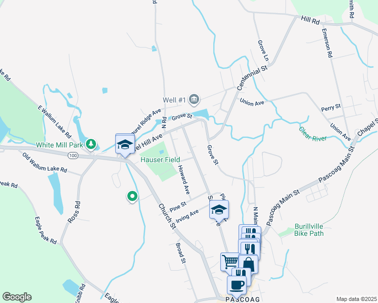 map of restaurants, bars, coffee shops, grocery stores, and more near 137 Howard Avenue in Burrillville